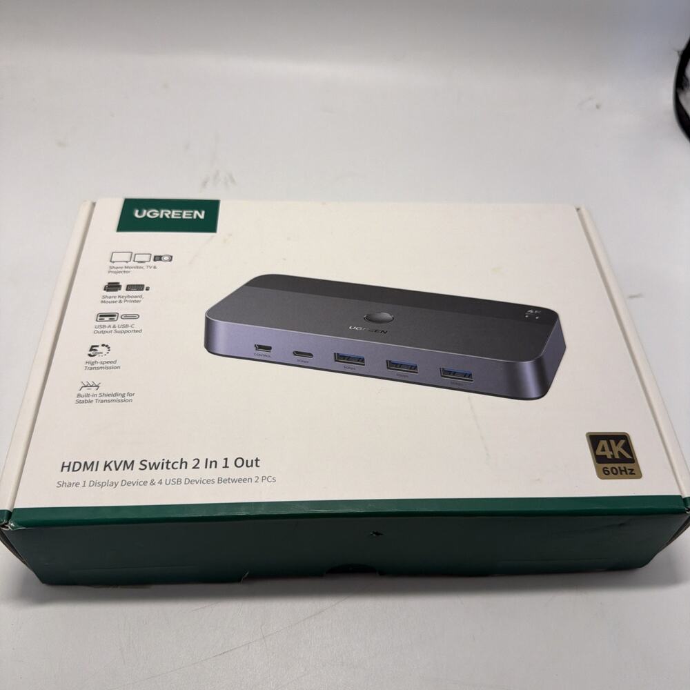 UGREEN 4k 60Hz HDMI KVM Switch 2 Monitors 2 Computers with 4 USB 3.0 Ports
